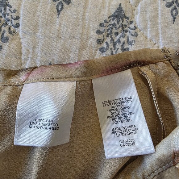 Jones New York Collection Silk Blend Midi Skirt Size 14 Brown Pink Abstract - Picture 5 of 13